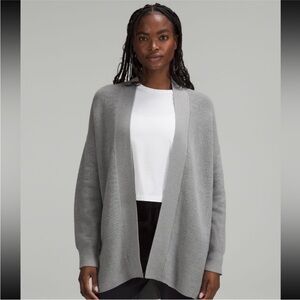 Lululemon Athletica Merino Wool-Blend Long Wrap Sweater Gray Size 4 EUC